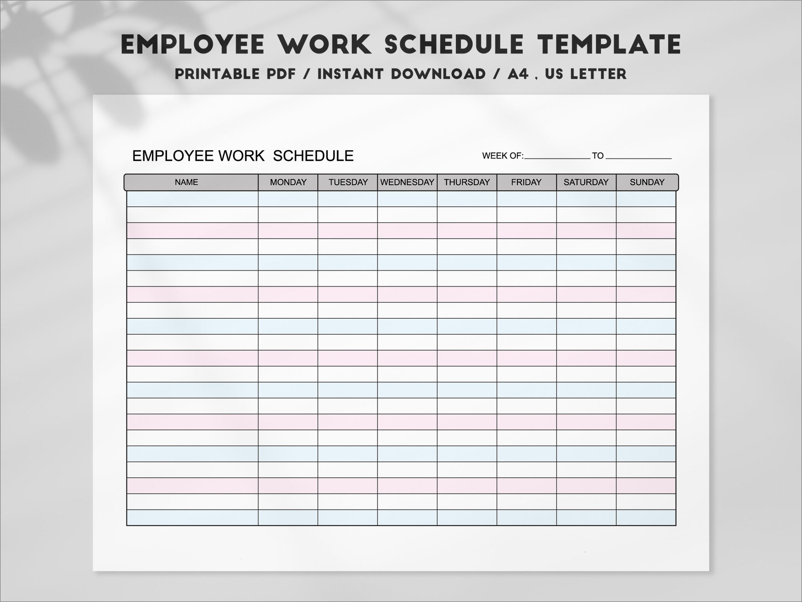 weekly staff schedule template sample