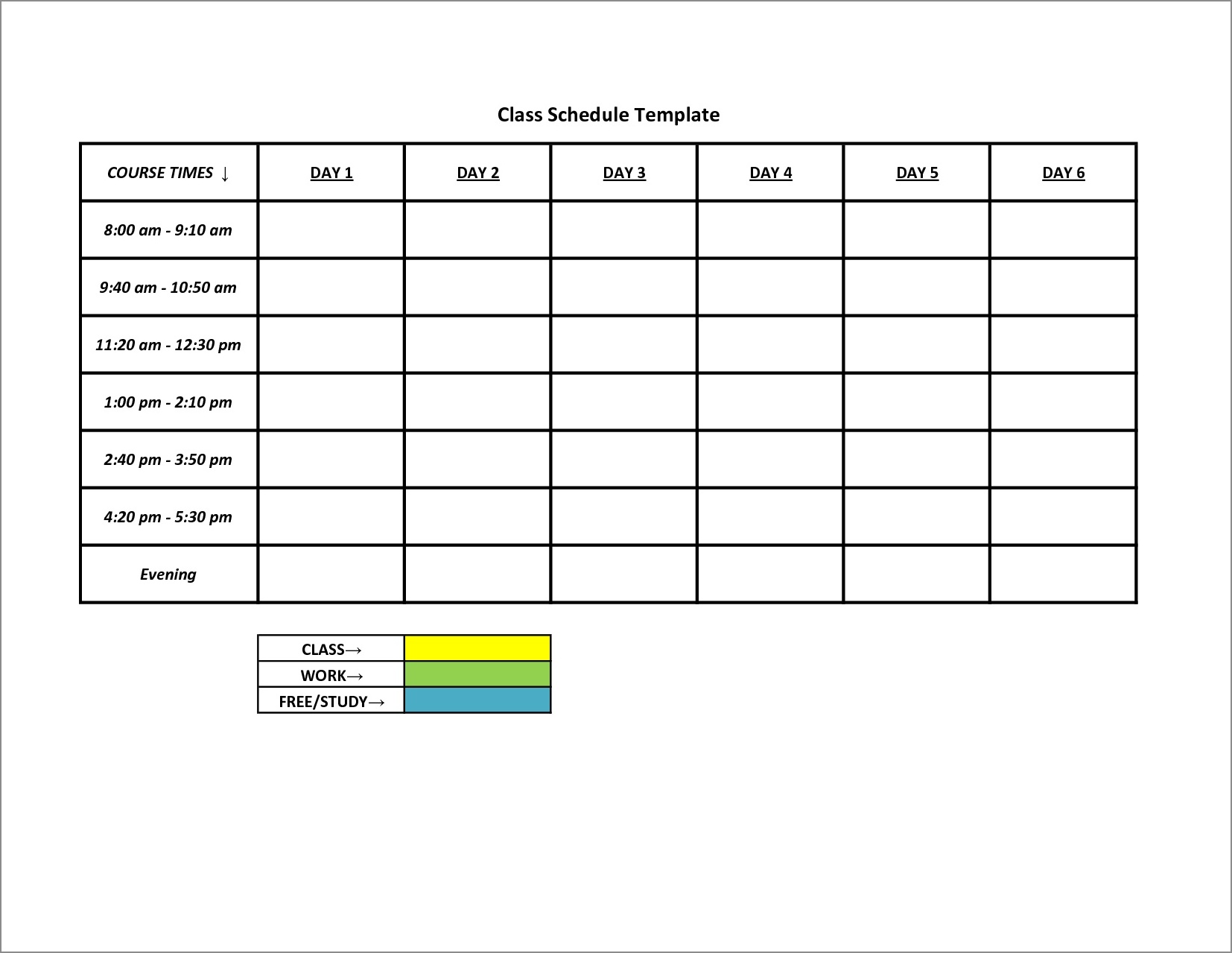 work schedule template sample