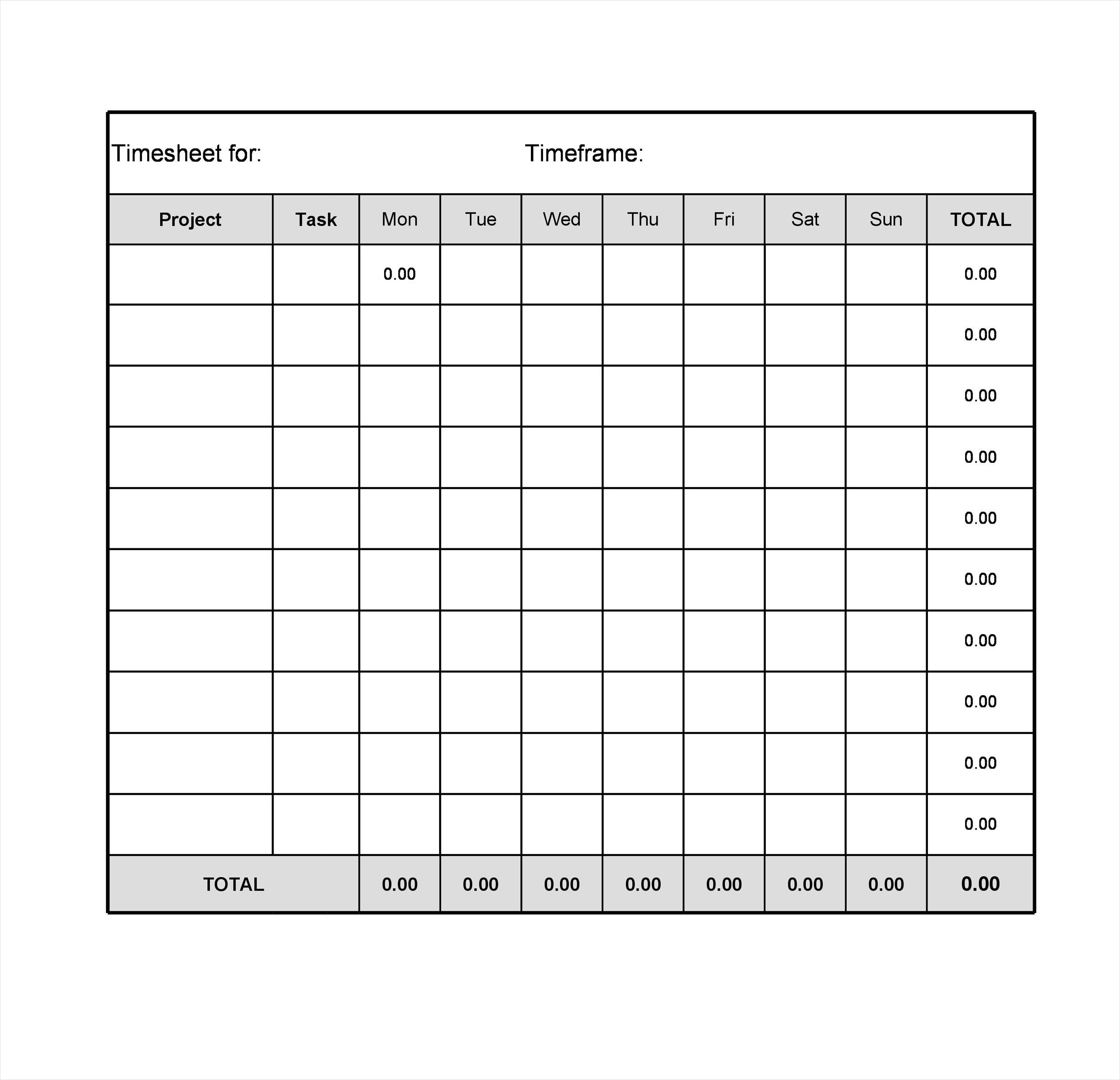 work timesheet template