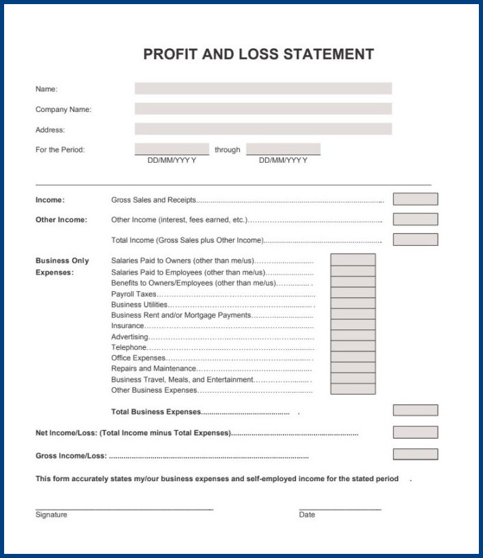 year to date profit and loss statement template example year to date profit and loss statement template example